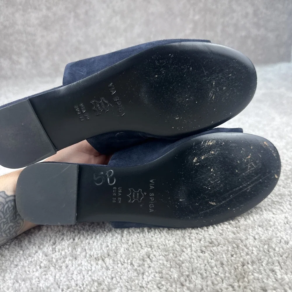 Via Spiga Women Heather Slide Sandal Blue Suede Size 6 M